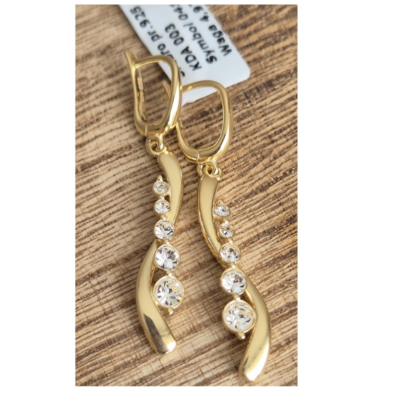 SREBRNE POZŁACANE DAMSKIE WISZĄCE KOLCZYKI ANGIELSKIE 925