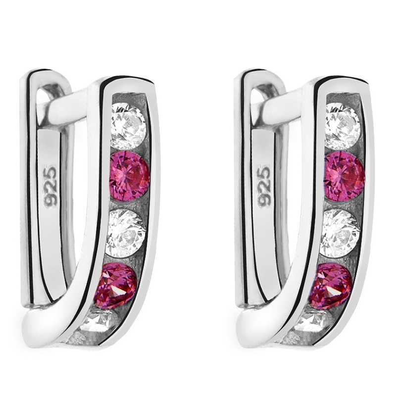 Srebrne kolczyki dziecięce przecinki angielskie z cyrkoniami 925