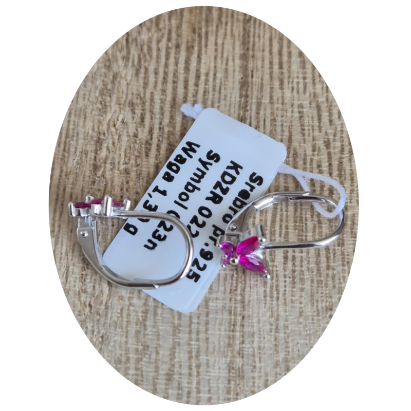 KOLCZYKI DLA DZIEWCZYNKI MOTYLKI MOTYLE WISZĄCE 925