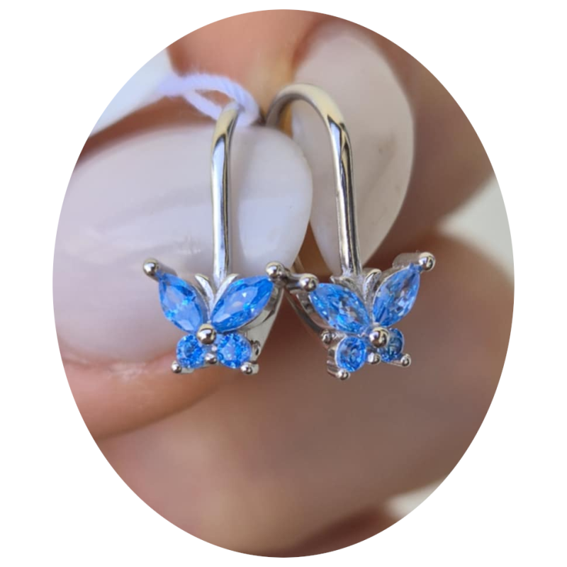 KOLCZYKI DLA DZIEWCZYNKI MOTYLKI MOTYLE WISZĄCE 925