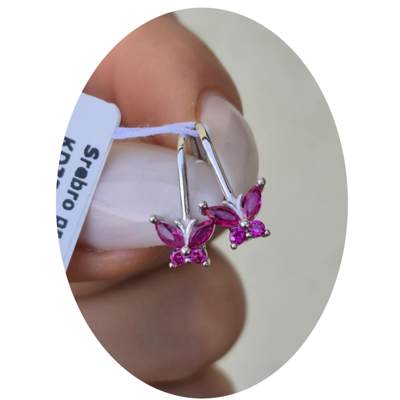 KOLCZYKI DLA DZIEWCZYNKI MOTYLKI MOTYLE WISZĄCE 925