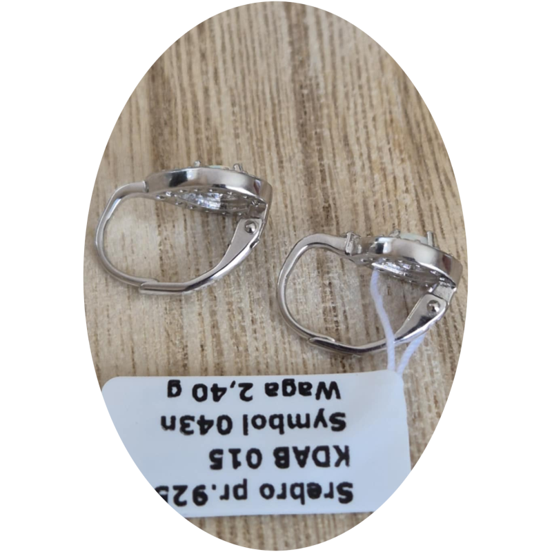 SREBRNE KOLCZYKI DAMSKIE WISZĄCE ŁEZKI OPAL pr.925