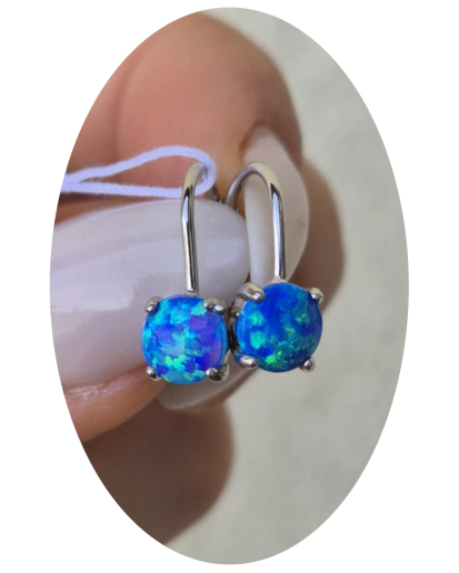 SREBRNE DAMSKIE KOLCZYKI WISZĄCE OPAL pr.925