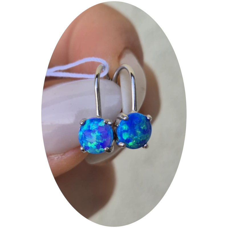 SREBRNE DAMSKIE KOLCZYKI WISZĄCE OPAL pr.925