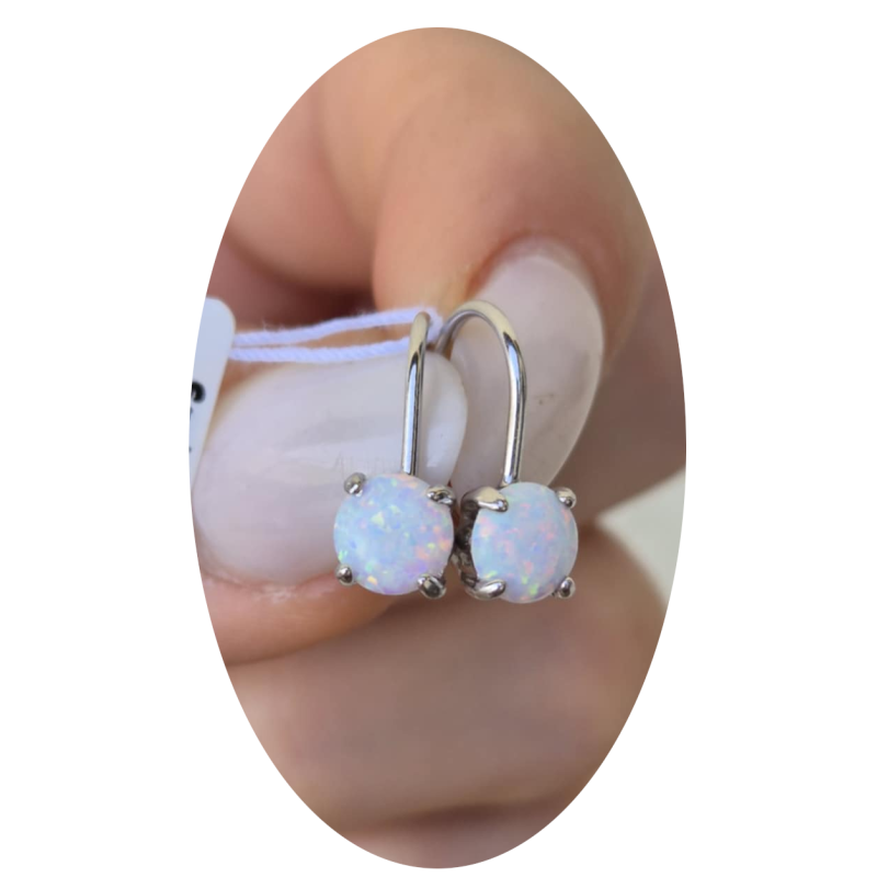 SREBRNE DAMSKIE KOLCZYKI WISZĄCE OPAL pr.925