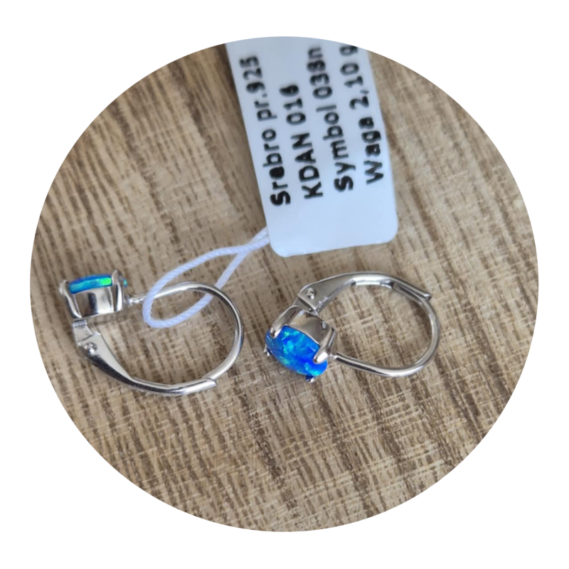 SREBRNE DAMSKIE KOLCZYKI WISZĄCE OPAL pr.925