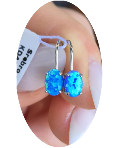 SREBRNE KOLCZYKI DAMSKIE WISZĄCE OPAL pr.925