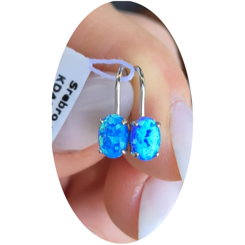 SREBRNE KOLCZYKI DAMSKIE WISZĄCE OPAL pr.925