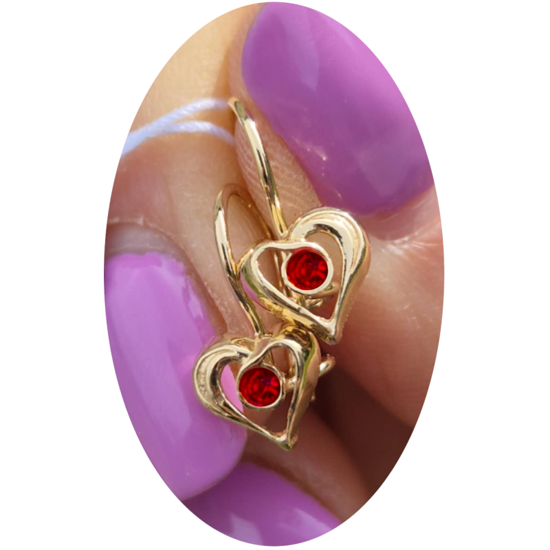 ZŁOTE WISZĄCE KOLCZYKI DLA DZIEWCZYNKI SERDUSZKA SREBRO 925