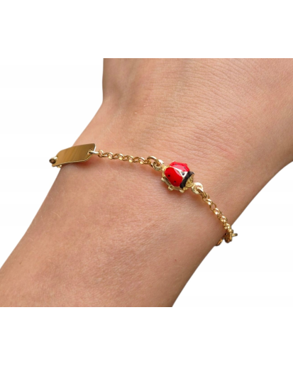 SREBRNA POZŁACANA BRANSOLETKA DLA DZIEWCZYNKI BIEDRONKA GRAWER SREBRO