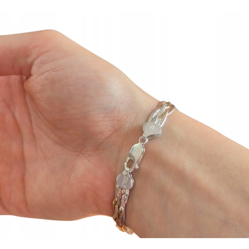 SREBRNA BRANSOLETKA DLA KOBIETY WARKOCZ 18 CM SREBRO