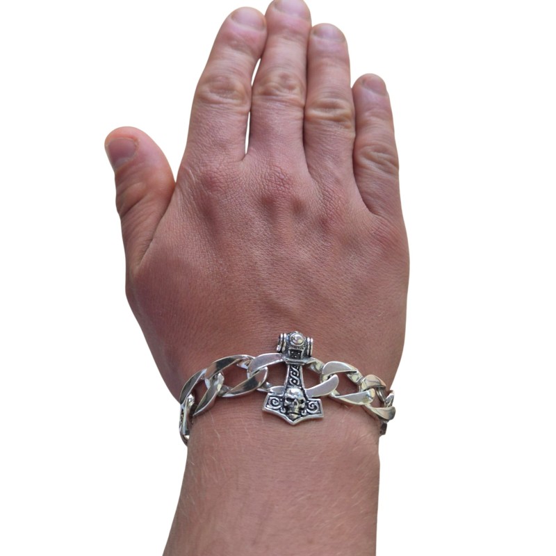 SREBRNA MĘSKA OKSYDOWANA BRANSOLETA MĘSKA GRUBA 22 CM 925