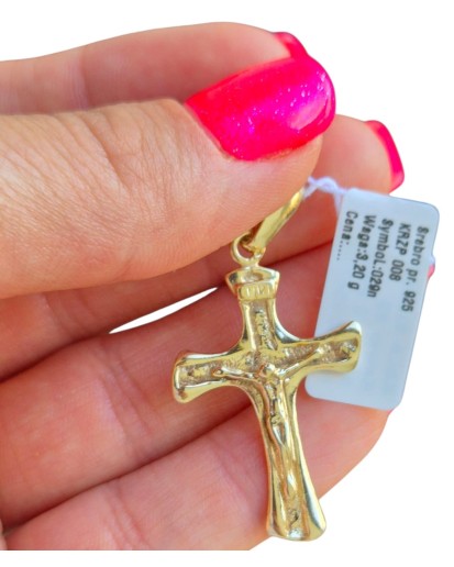 POZŁACANY KRZYŻYK DAMSKI MĘSKI Z KRUCYFIKSEM DO ŁAŃCUSZKA SREBRO