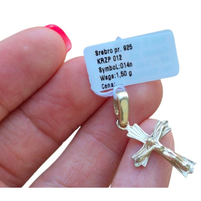 POZŁACANY KRZYŻYK DAMSKI MĘSKI Z KRUCYFIKSEM DO ŁAŃCUSZKA SREBRO