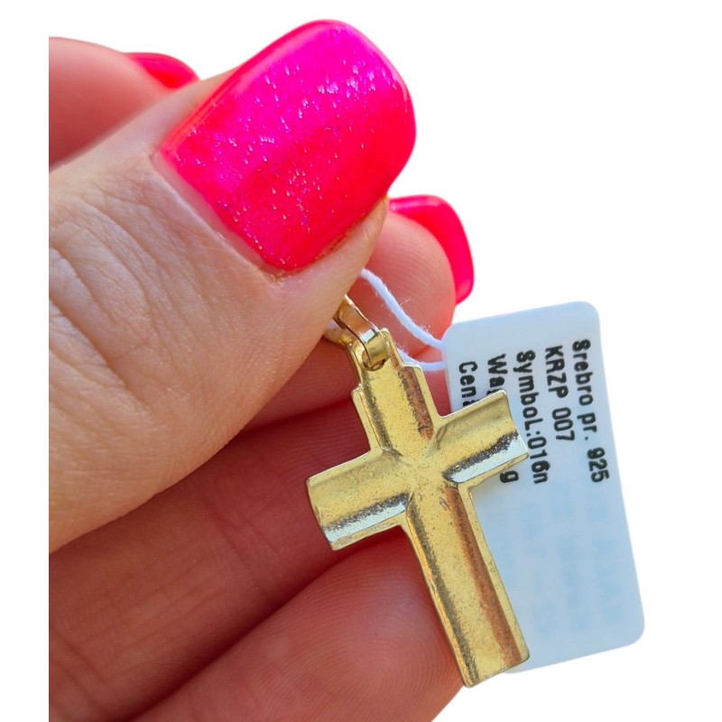 KRZYŻYK SREBRNY POZŁACANY KRZYŻ ZŁOTO ZŁOTY WISIOREK MĘSKI PRÓBA SREBRA 925