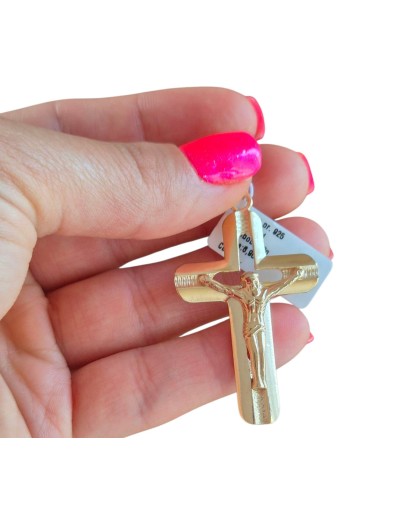 POZŁACANY KRZYŻYK DAMSKI MĘSKI Z KRUCYFIKSEM DO ŁAŃCUSZKA SREBRO