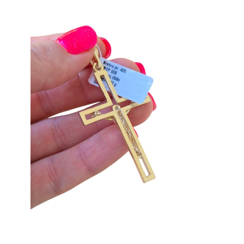 POZŁACANY KRZYŻYK DAMSKI MĘSKI Z KRUCYFIKSEM DO ŁAŃCUSZKA SREBRO