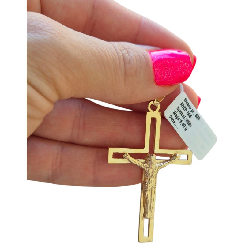 POZŁACANY KRZYŻYK DAMSKI MĘSKI Z KRUCYFIKSEM DO ŁAŃCUSZKA SREBRO