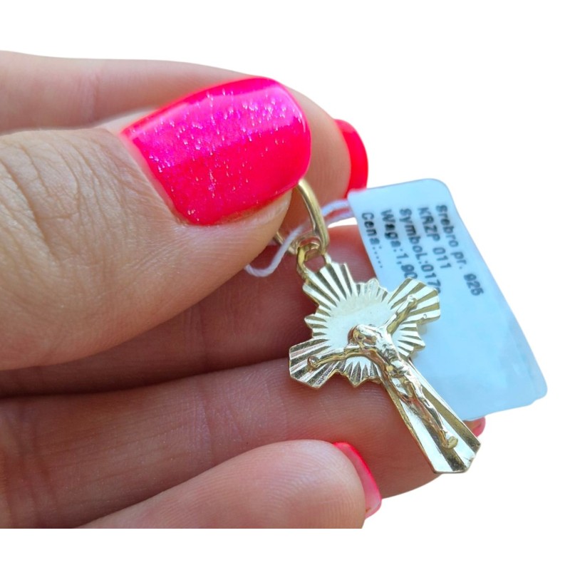 POZŁACANY KRZYŻYK DAMSKI MĘSKI Z KRUCYFIKSEM DO ŁAŃCUSZKA SREBRO