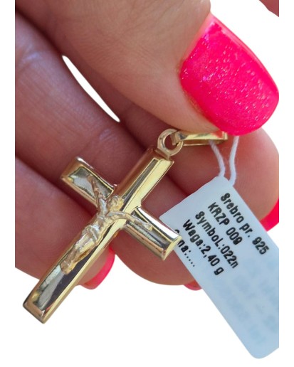 KRZYŻYK SREBRNY POZŁACANY KRZYŻ WISIOREK ZŁOTO DO ŁAŃCUSZKA SREBRO AG 925