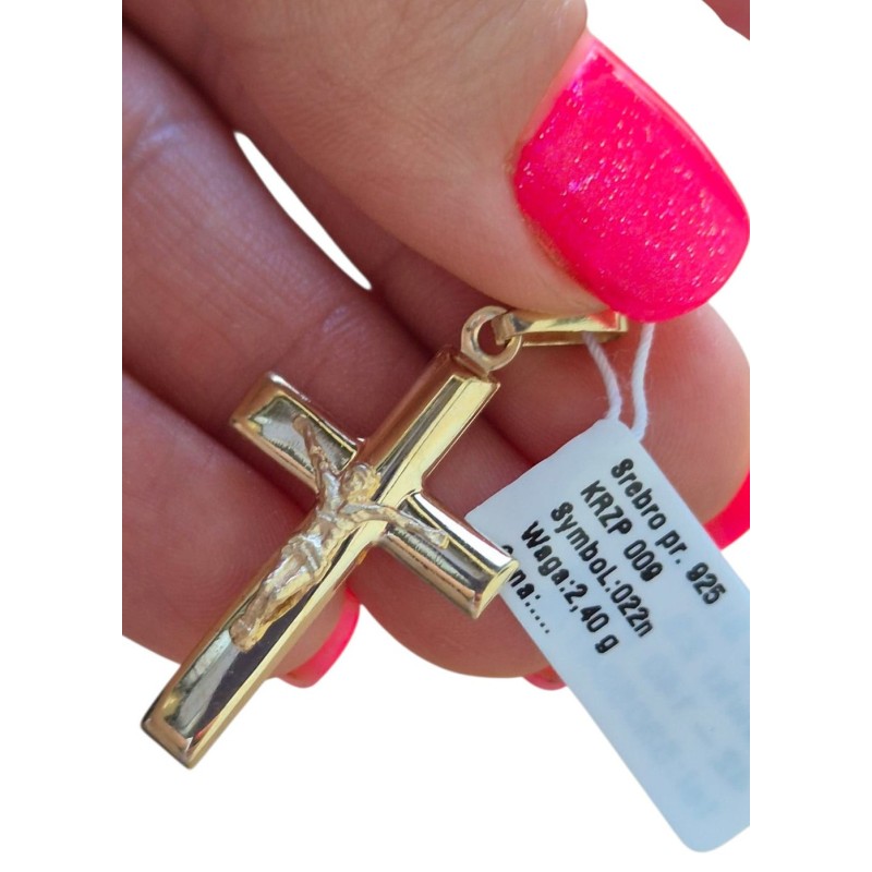 KRZYŻYK SREBRNY POZŁACANY KRZYŻ WISIOREK ZŁOTO DO ŁAŃCUSZKA SREBRO AG 925