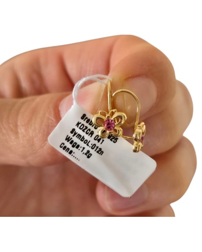 SREBRNE POZŁACANE KOLCZYKI DLA DZIEWCZYNKI WISZĄCE MOTYLKI 925