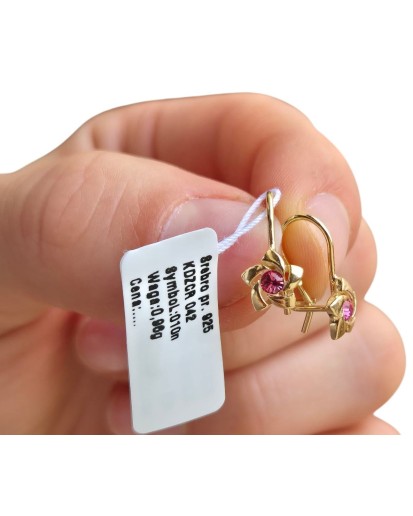 SREBRNE POZŁACANE KOLCZYKI DLA DZIEWCZYNKI WISZĄCE KWIATKI KWIATUSZKI 925