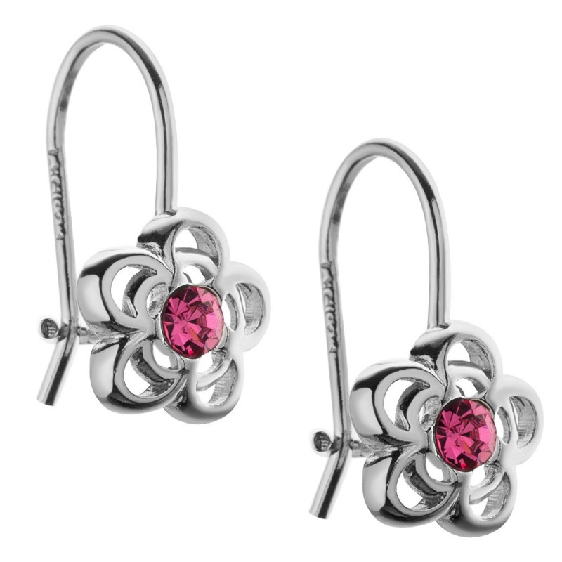 SREBRNE RODOWANE KOLCZYKI DLA DZIEWCZYNKI WISZĄCE KWIATKI KWIATUSZKI 925