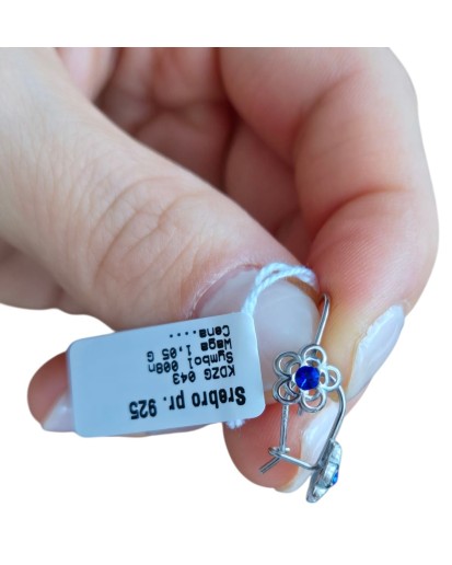 SREBRNE RODOWANE KOLCZYKI DLA DZIEWCZYNKI WISZĄCE KWIATKI KWIATUSZKI 925