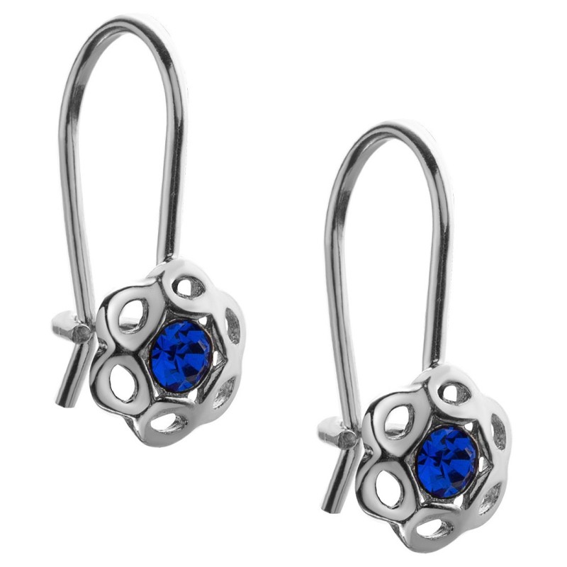 SREBRNE RODOWANE KOLCZYKI DZIECIĘCE WISZĄCE KWIATKI KWIATUSZKI 925