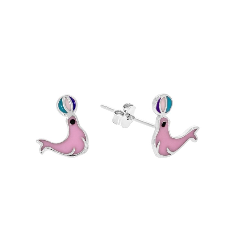 SREBRNE KOLCZYKI DZIECIĘCE FOCZKI SZTYFT 925