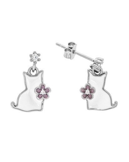 SREBRNE KOLCZYKI DLA DZIEWCZYNKI KOTY SZTYFT 925