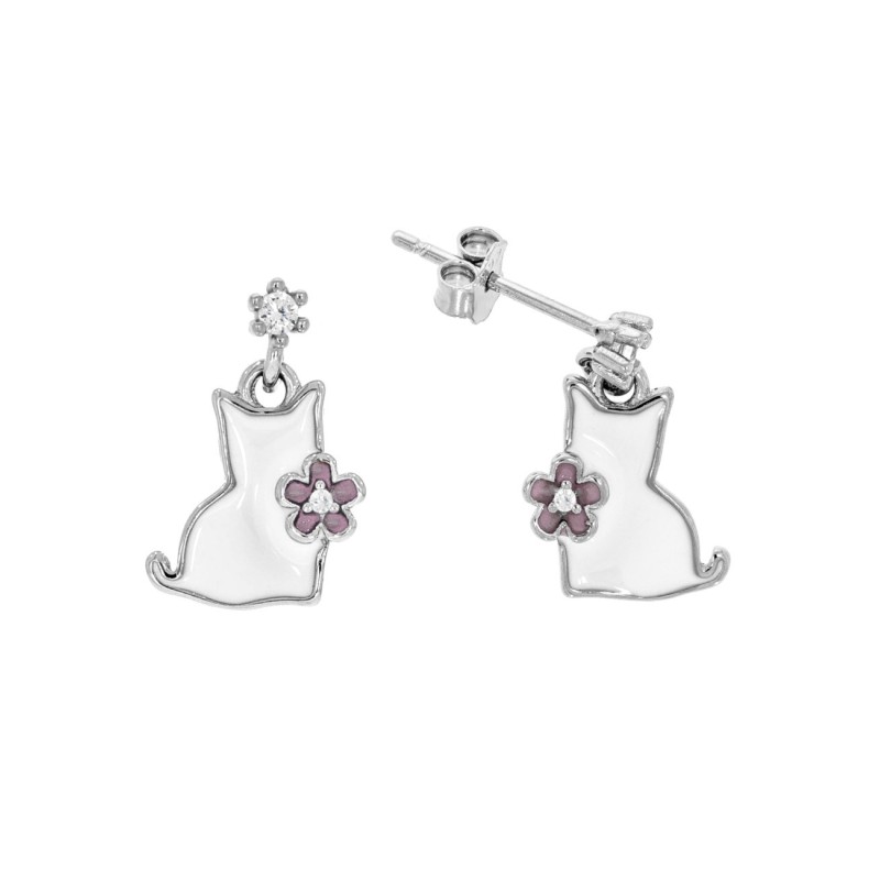 SREBRNE KOLCZYKI DLA DZIEWCZYNKI KOTY SZTYFT 925