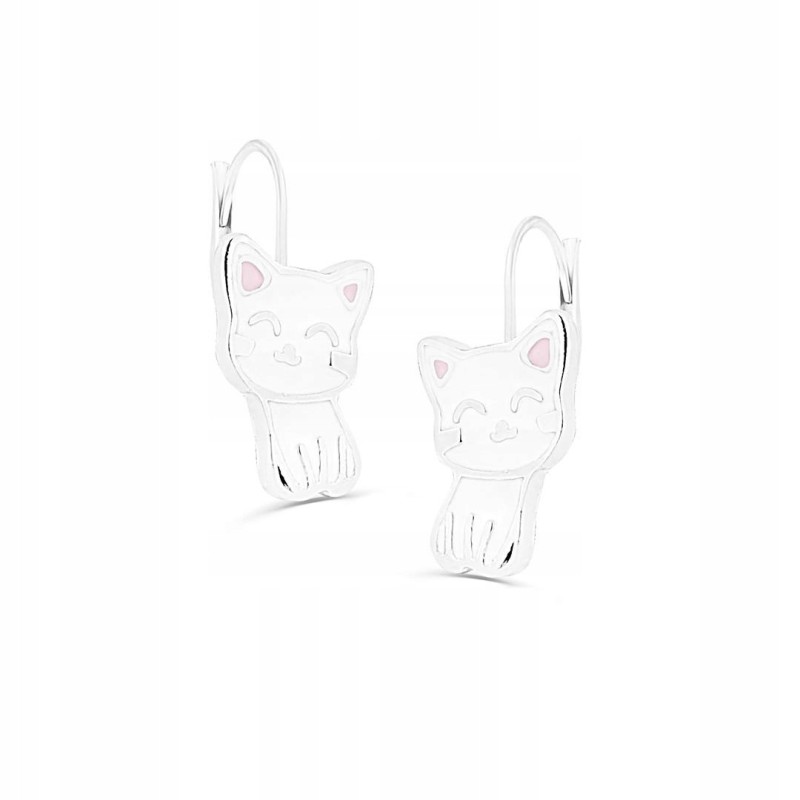 SREBRNE KOLCZYKI DLA DZIEWCZYNKI WISZĄCE KOTY 925