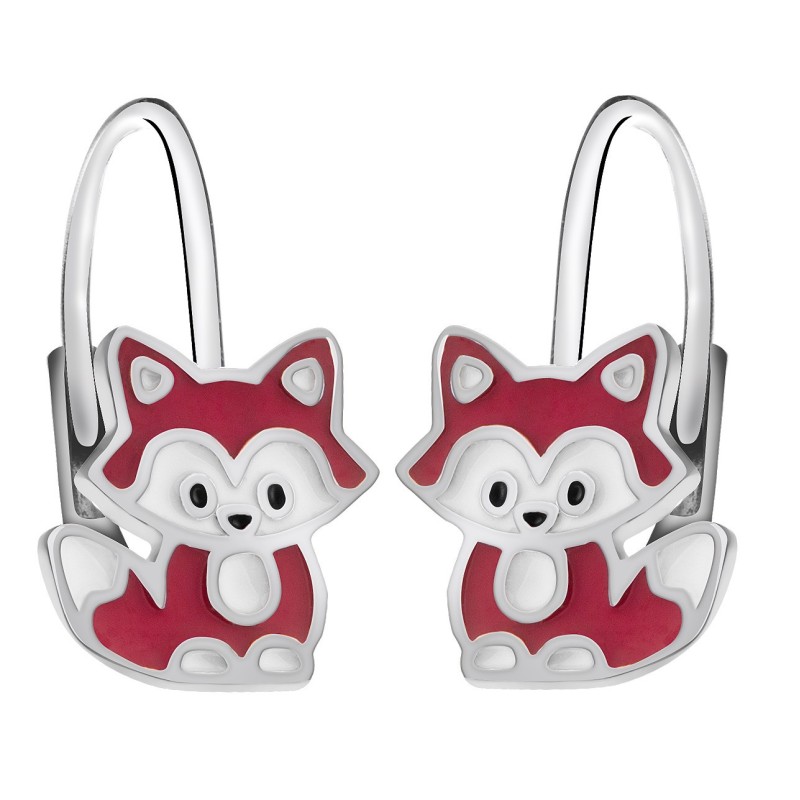 SREBRNE KOLCZYKI DLA DZIEWCZYNKI WISZĄCE LISY LISKI PRÓBA 925