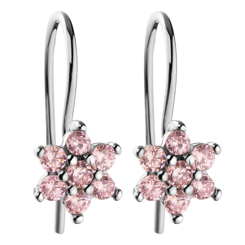 SREBRNE KOLCZYKI WISZĄCE KWIATKI KWIATUSZKI