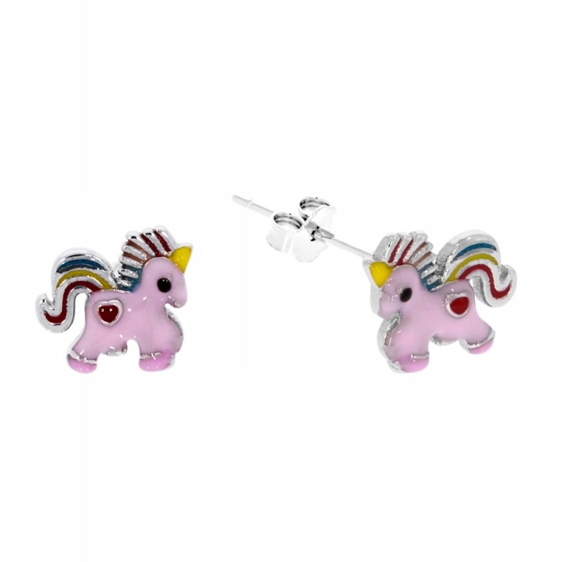 SREBRNE KOLCZYKI DZIECIĘCE JEDNOROŻCE SREBRO 925