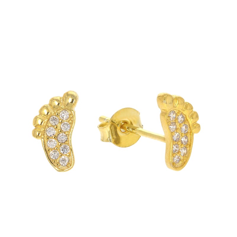 Srebrne kolczyki dziecięce stópki niemowlęcia sztyft 925