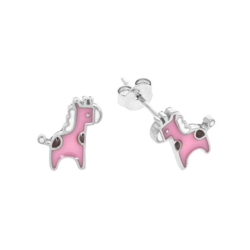 Srebrne kolczyki dla dziewczynki żyrafy sztyft 925