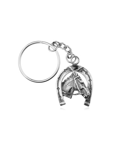 SREBRNY OKSYDOWANY BRELOK DO KLUCZY PODKOWA SREBRO PRÓBY 925