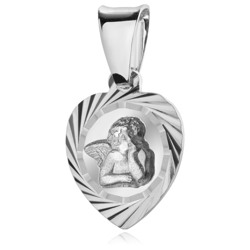 Srebrny medalik Święty Michał Archanioł w serduszku 925