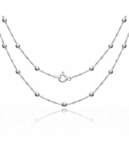 Srebrny damski łańcuszek singapur + kulki 45-60 cm 925