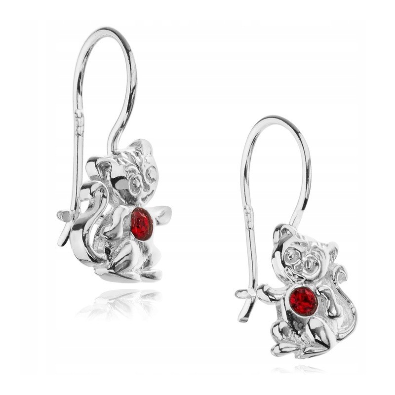 SREBRNE KOLCZYKI DLA DZIEWCZYNKI WISZĄCE KOTY KOTKI 925