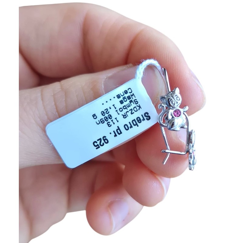 SREBRNE KOLCZYKI DLA DZIEWCZYNKI WISZĄCE KOTY KOTKI 925