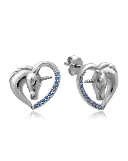 SREBRNE KOLCZYKI JEDNOROŻCE CYRKONIA SZTYFT PRÓBA 925