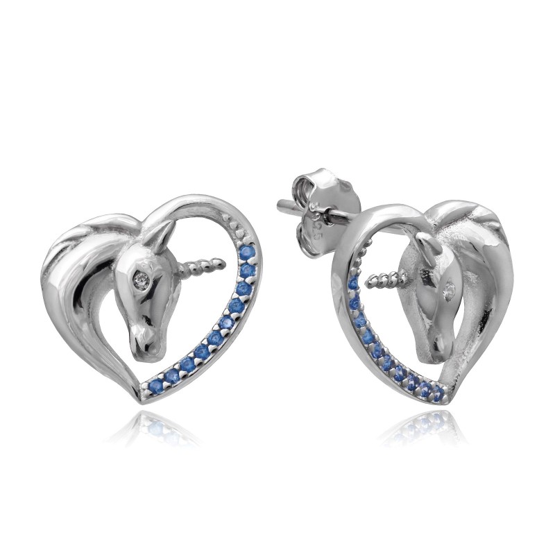 SREBRNE KOLCZYKI JEDNOROŻCE CYRKONIA SZTYFT PRÓBA 925