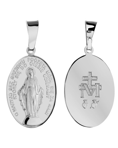 SREBRNY MEDALIK Z WIZERUNKIEM NIEPOKALANA MATKA BOSKA PRÓBA 925