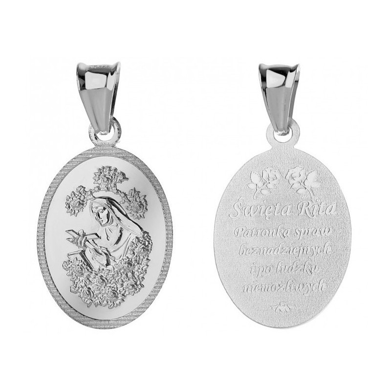 SREBRNY MEDALIK DO ŁAŃCUSZKA ŚWIĘTA RITA Z CASCII SREBRO PRÓBA 925