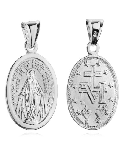 SREBRNY MEDALIK DO ŁAŃCUSZKA CUDOWNA MATKA BOSKA NIEPOKALANA SREBRO 925