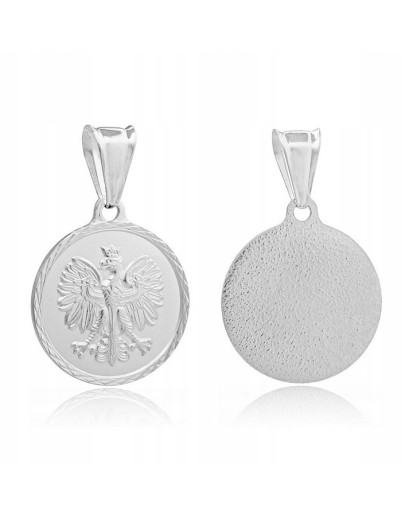 SREBRNY MEDALIK DO ŁAŃCUSZEK ORZEŁ BIAŁY DIAMENTOWANA ZAWIESZKA PRÓBA 925